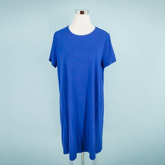 J. Jill Size Large L Blue Wearever Perfect T-Shirt Short Sleeve Knit Dress - Picture 1 of 8